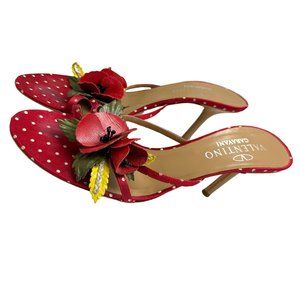 Red Valentino Garavani Mule Heels With Leather Flowers Size 39 (US 8.5)